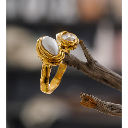 Gold ring with two stones