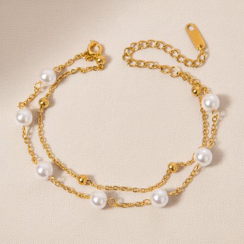 Aria Bracelet gold chain bracelet with pearl drops | Joowel